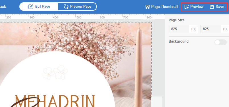 Кнопки Preview и Save в Page Editor FlipHTML5