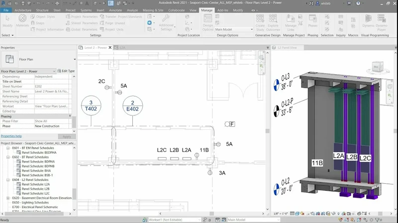 Autodesk Revit: электрический план и 3D-представление системы
