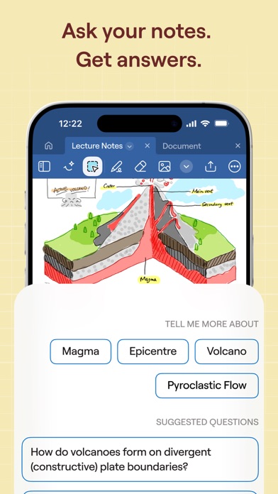 Интерфейс Goodnotes на iPhone с документом и инструментами заметок