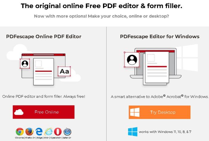 Интерфейс PDFescape