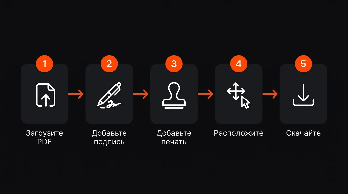 Пять шагов добавления подписи и печати в PDF в SignDog