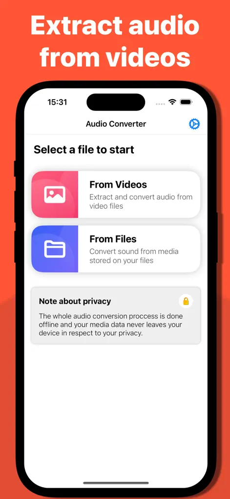 Audio Converter на iPhone: импорт файла из Files