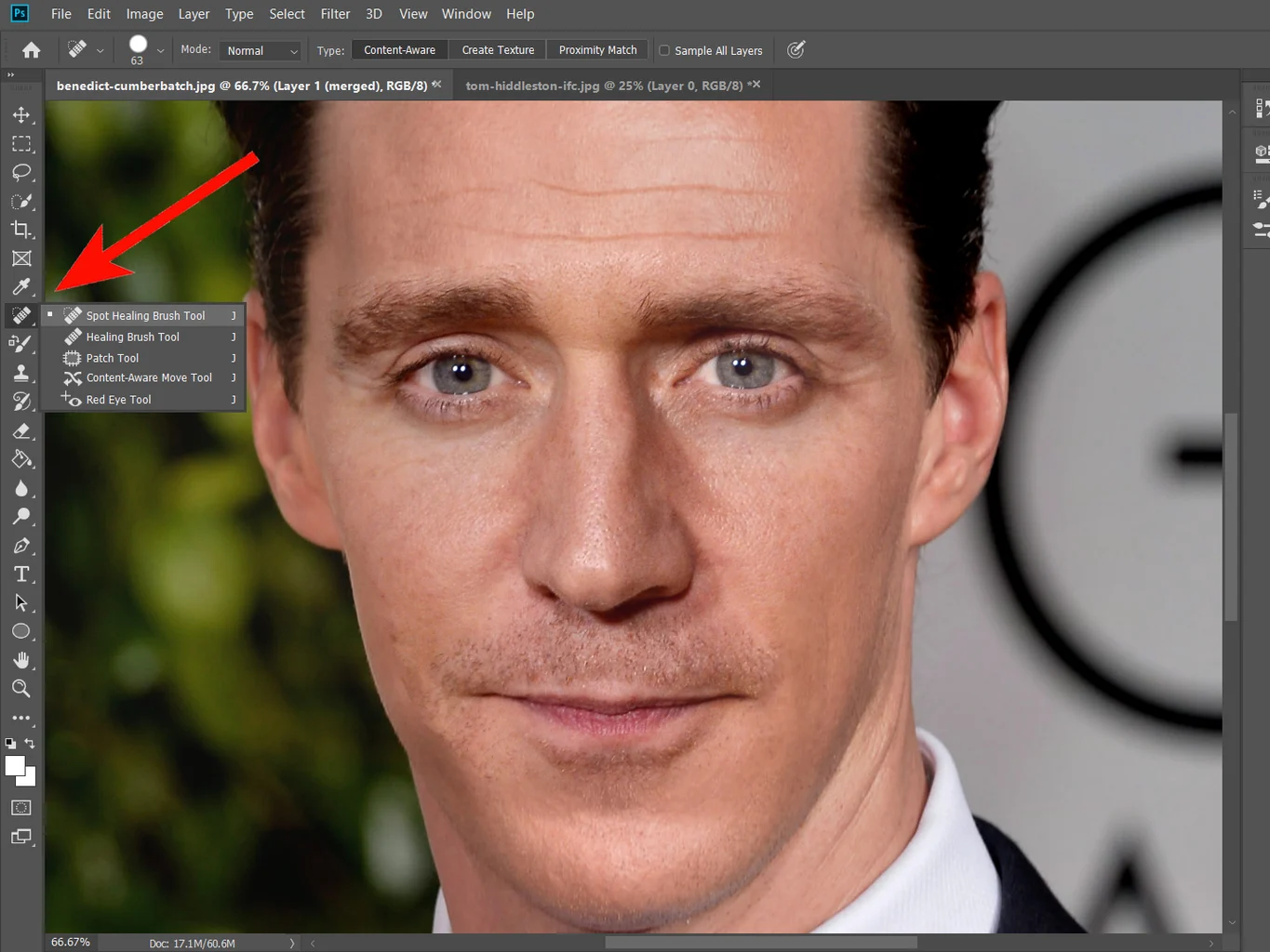 Ручная замена лица в интерфейсе Adobe Photoshop