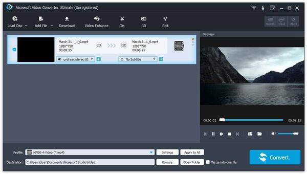Добавление MP2 в Aiseesoft Video Converter Ultimate
