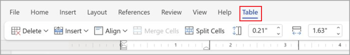 Microsoft Word: контекстная вкладка Table в упрощённой ленте