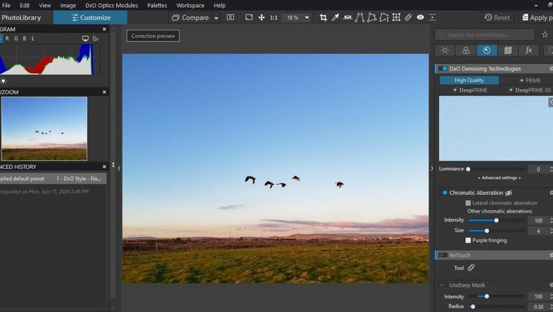 DxO PhotoLab: расположение инструмента ReTouch