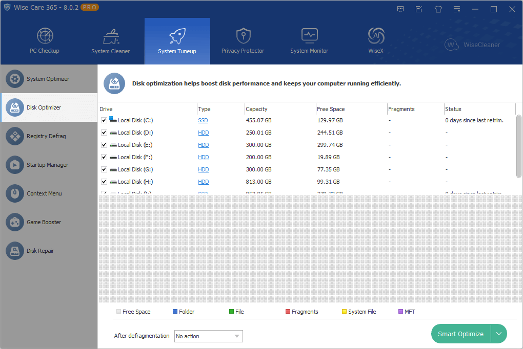 Disk Optimizer в Wise Care 365