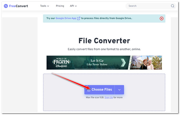 Кнопка Choose Files в FreeConvert