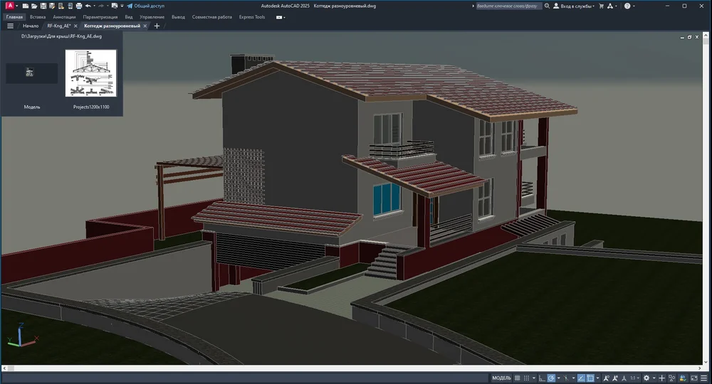 Чертёж кровли в AutoCAD