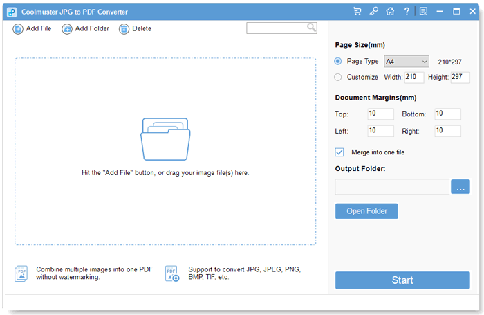 Окно Coolmuster JPG to PDF Converter