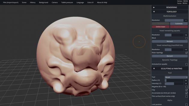 Интерфейс SculptGL