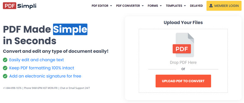 Веб-интерфейс PDFSimpli для работы с PDF
