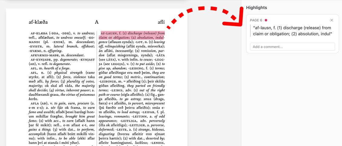 PDF Highlighter с выделенным словом и панелью инструментов