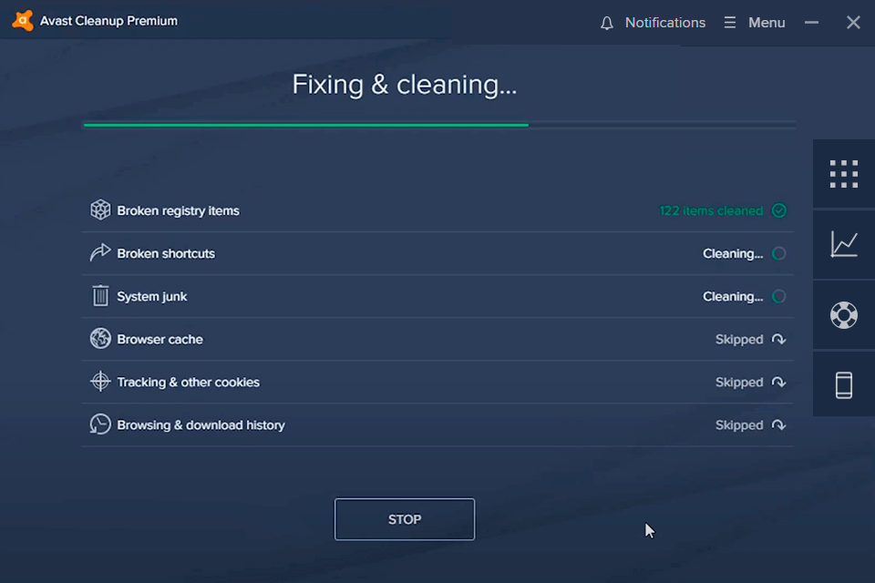 Интерфейс Avast Cleanup