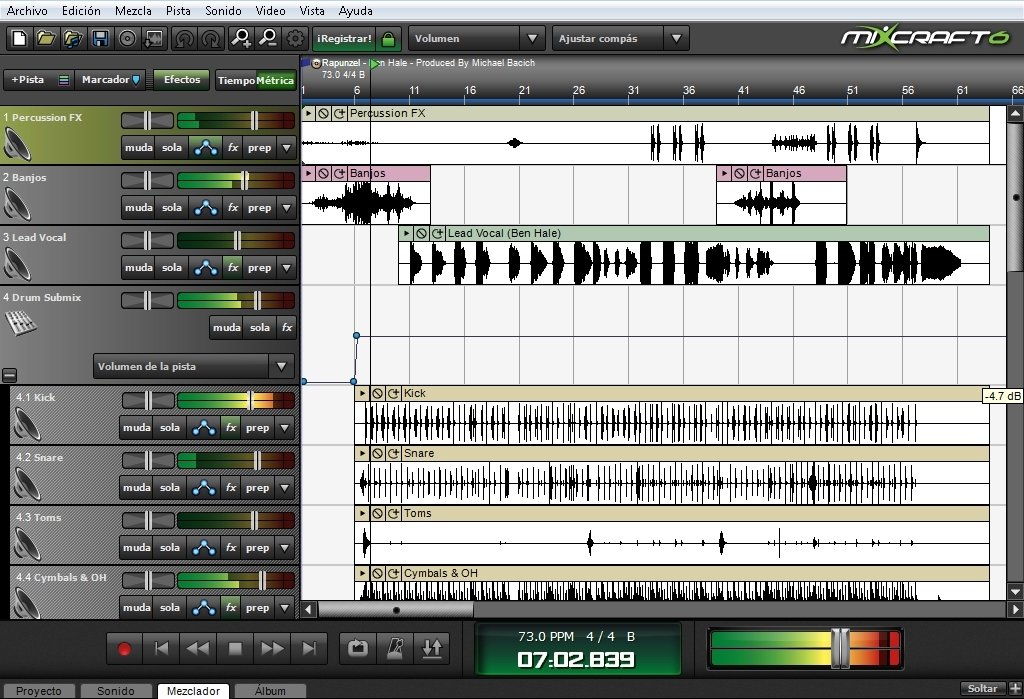 Дорожки и микшер Acoustica Mixcraft