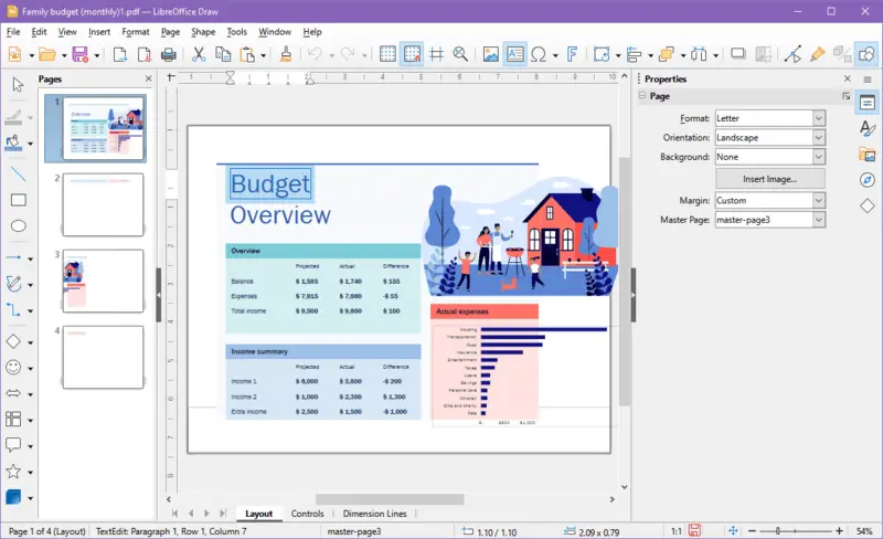 PDF-документ, открытый в LibreOffice Draw