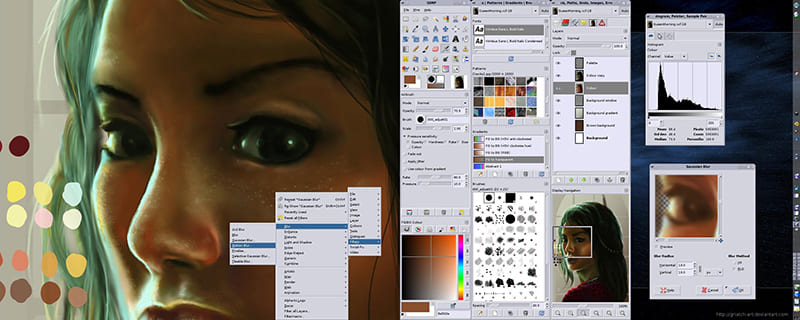 Интерфейс GIMP после передачи проявленного изображения