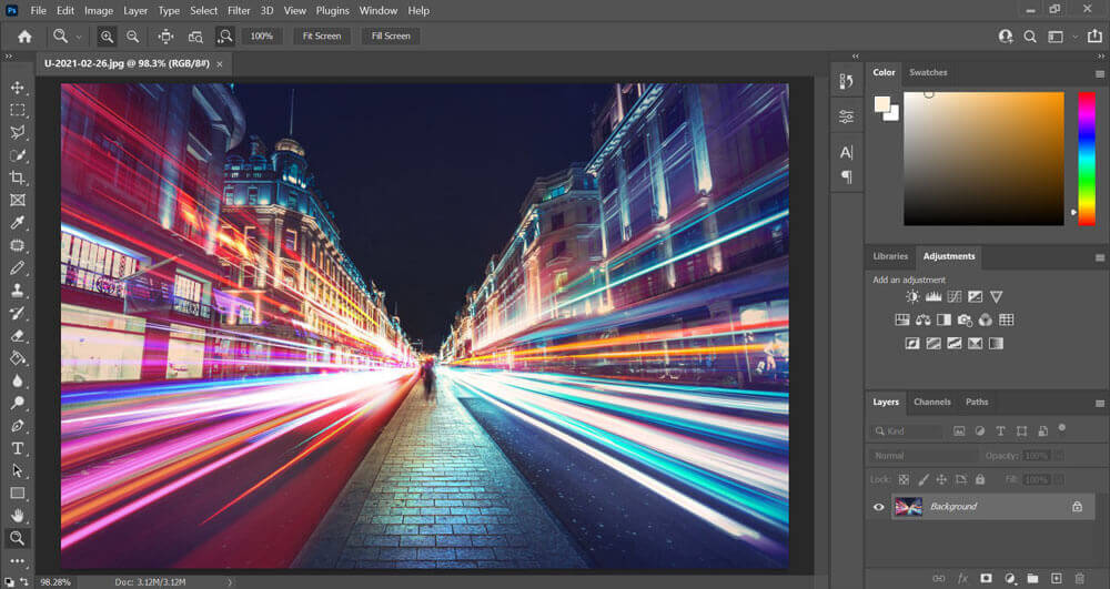 Рабочее окно Adobe Photoshop