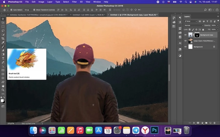 Photoshop: редактирование маски кистью
