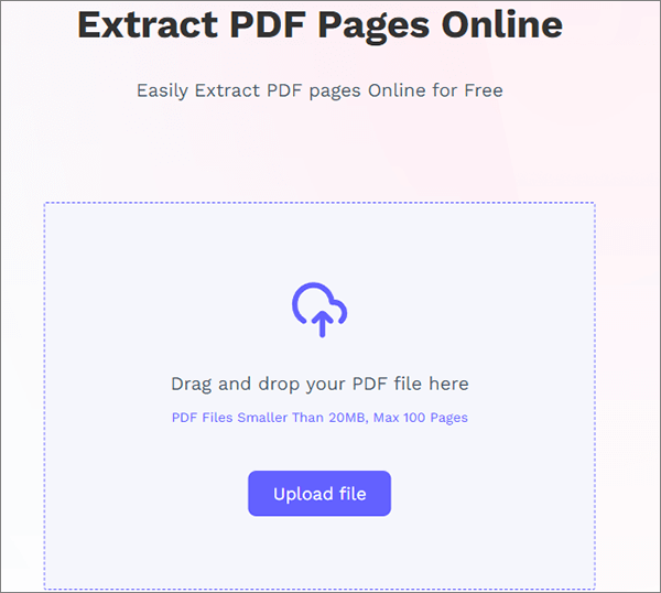 Страница PDF Pro Extract PDF Pages с загрузкой PDF