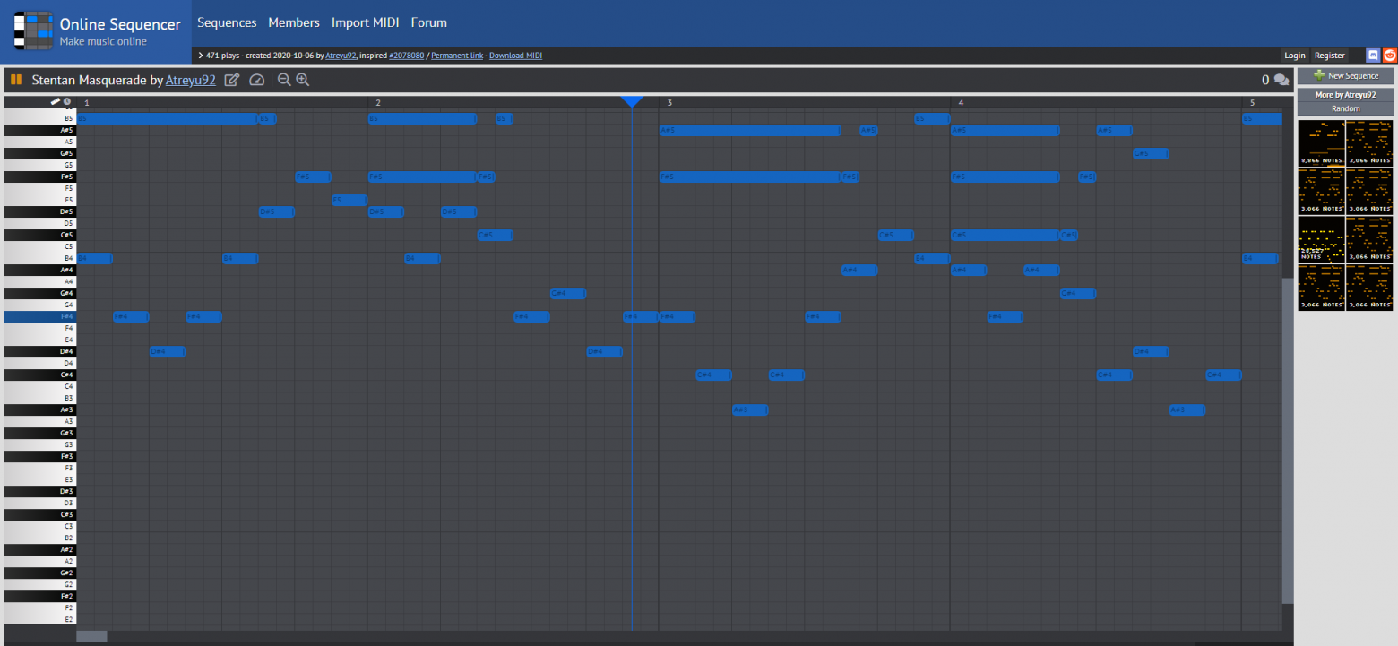 Интерфейс Online Sequencer