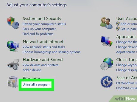 Ссылка Удаление программы в Windows 7