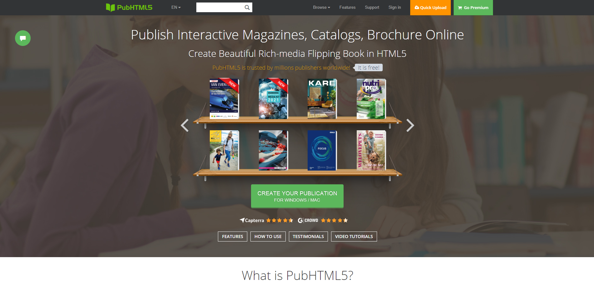 Интерфейс или рабочая область PUB HTML5