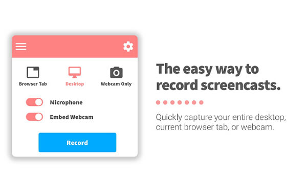 Интерфейс расширения Screencastify