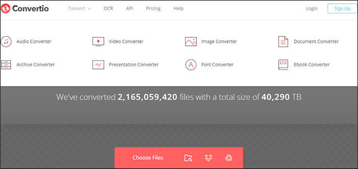 Настройки Convertio