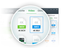Выбор выходного формата и профиля качества в Gihosoft Free Video Converter