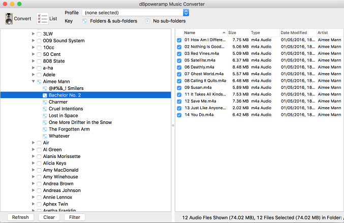 Файловый селектор dBpoweramp Music Converter для пакетной обработки медиатеки