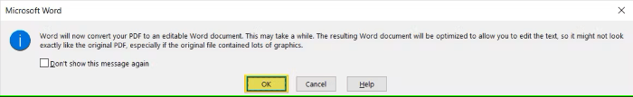 Преобразование PDF при открытии в Microsoft Word