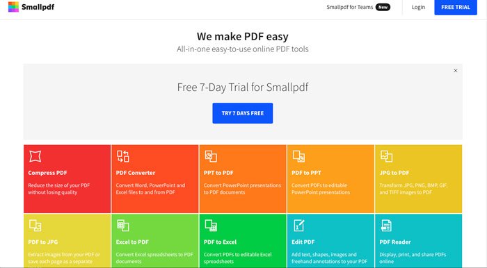 Интерфейс Smallpdf