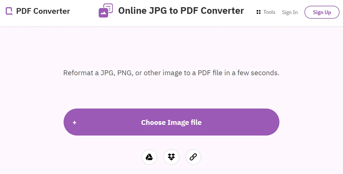 Форма JPG в PDF сервиса FreePDFConvert