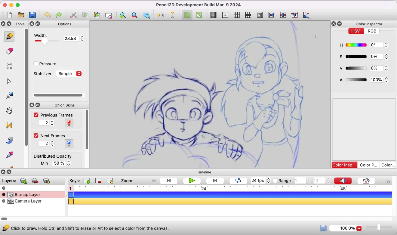 Интерфейс Pencil2D