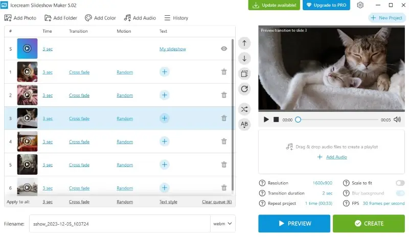 Интерфейс Icecream Slideshow Maker