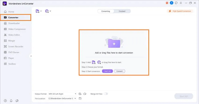 Интерфейс Wondershare UniConverter
