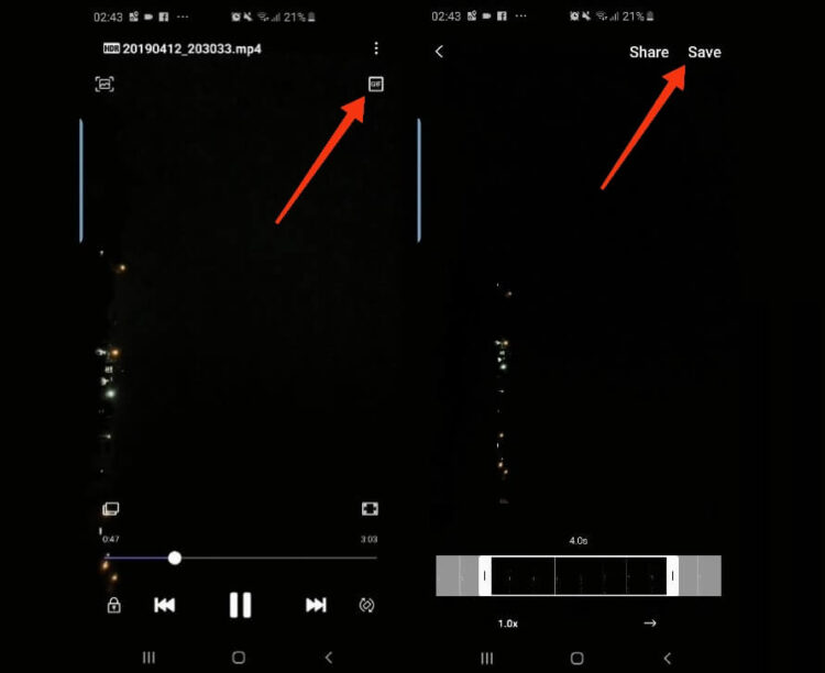 Создание GIF в Samsung Gallery