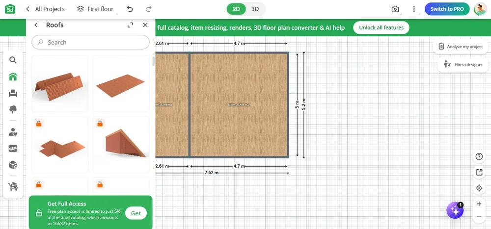 Интерфейс Planner 5D с проектом дома