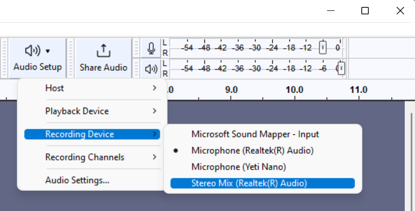 Stereo Mix в списке устройств записи Windows