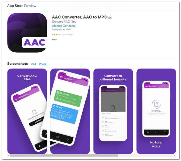 Интерфейс мобильного AAC Converter на iPhone