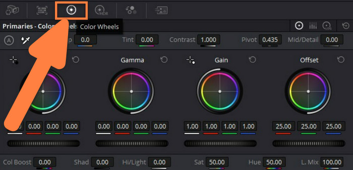 Инструмент коррекции DaVinci Resolve