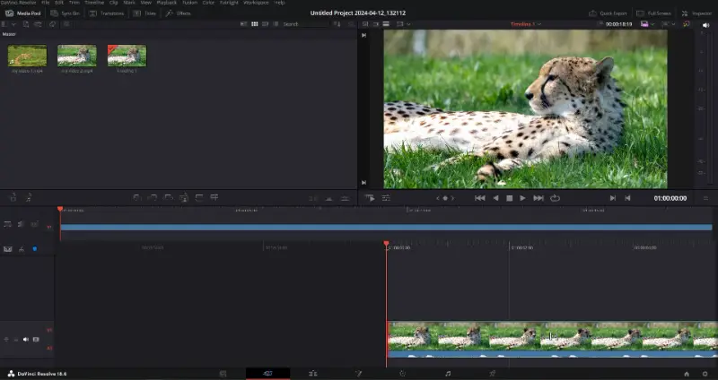 Редактирование клипа в DaVinci Resolve