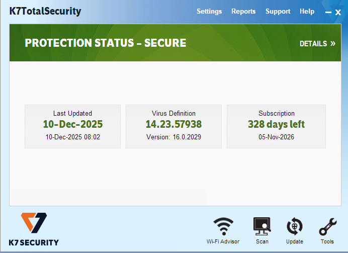 Главное окно K7 Total Security