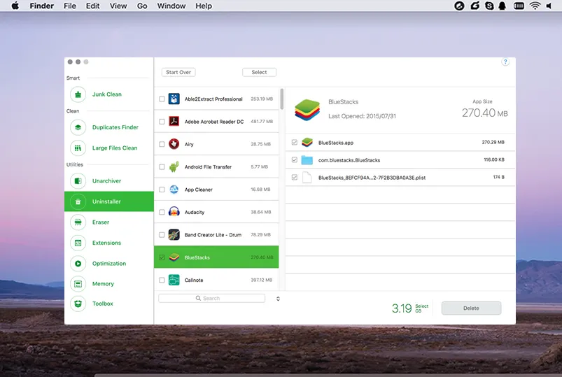Удаление приложения через Uninstaller в CleanGeeker