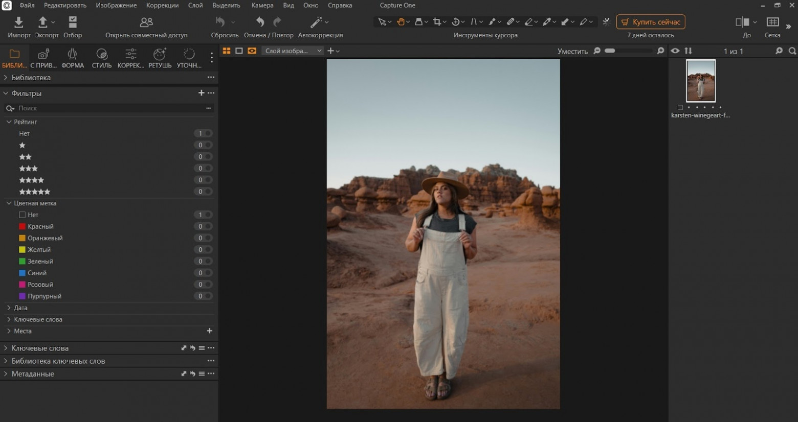 Интерфейс Capture One Pro