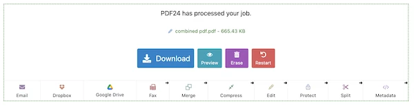 Получение результата после изменения размера в PDF24
