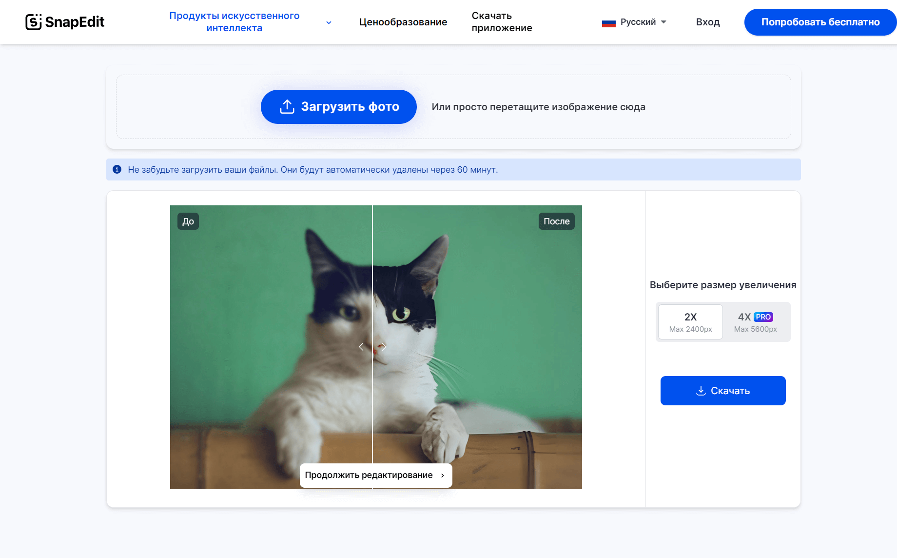 Интерфейс SnapEdit