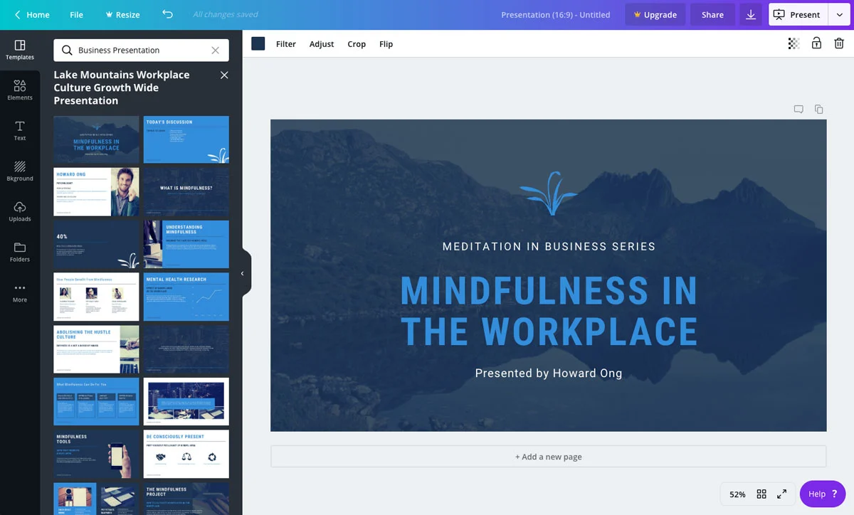 Интерфейс Canva