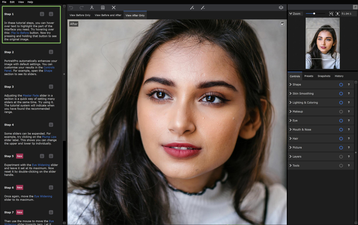 Рабочее окно PortraitPro с портретными настройками
